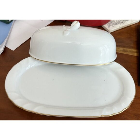 Mikasa WEDDING BAND GOLD PATTERN 1/4 lb Two Piece Butter Dish MADE IN JAPAN - Picture 3 of 7
